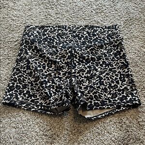 Fabletics Black and White Leopard Print Bike Shorts